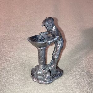 Michael‎ Ricker Pewter Park City Town Hall Boy at Drinking Fountain Vintage 1979